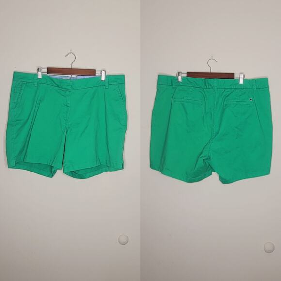 Crown & Ivy Sz 20W Kelly Green Caroline 7" Inseam Chino Shorts Preppy Summer‎ - Picture 1 of 9